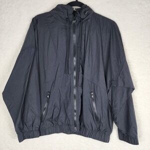 Fabletics Womens Track Jacket Oversized Hood Black Rain Hiking Campin Size Small